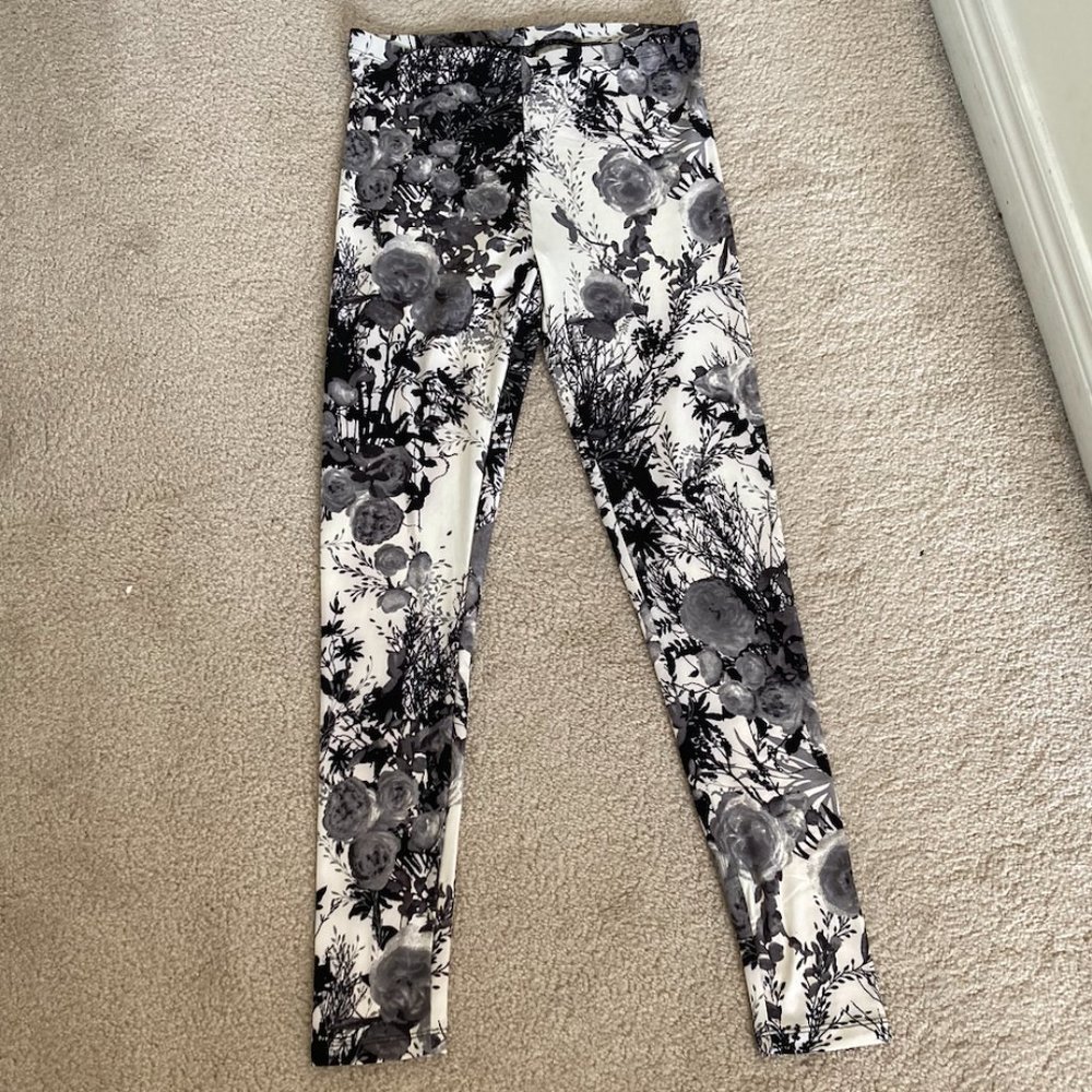 soft floral black and white leggings